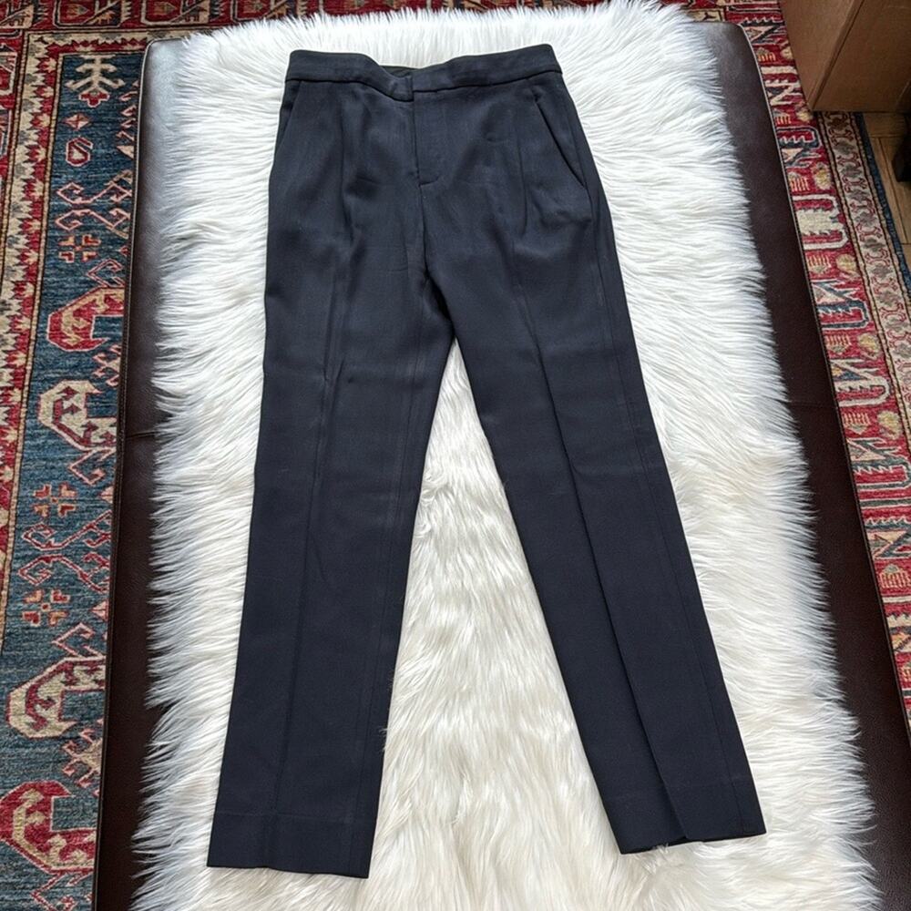 Scanlan Theodore Navy Slim Wool Blend Trousers